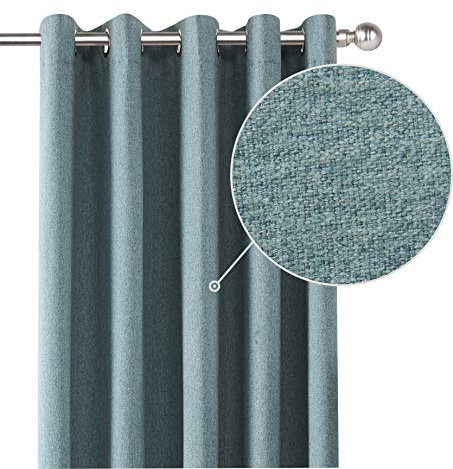 Coastline Luna brushed blackout eyelet curtains Duckegg Teal thermal insulated window treatment 2 panels blinds floor curtains for bedroom,Livingroom,Kids nursery room Width 46 x Drop 54