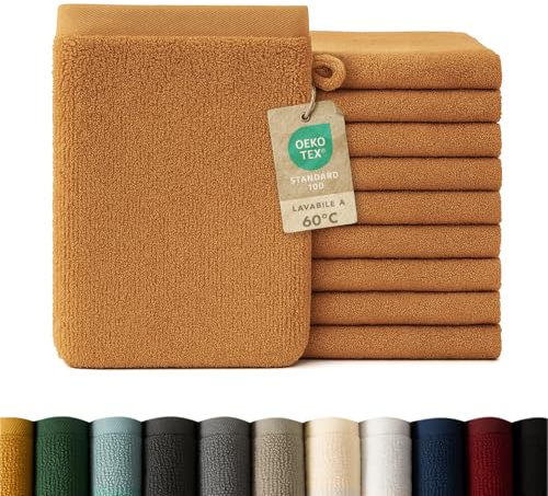 Blumtal Asciugamani Bagno, Asciugamani Super Assorbenti, 100% Cotone Certificato Oeko-Tex 100, 10 Guanti Spugna (15x21cm), Arancione Zucca