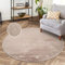 carpet city Hochflor Teppich Wohnzimmer - Einfarbig Taupe - 120x120 cm Rund - Super Soft Polyester, Samtig-Flauschiger Flor - Fell-Teppiche für Schlafzimmer, Esszimmer, Arbeitszimmer