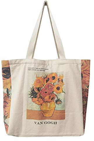BROADREAM Jutebeutel Bedruckt Vintage, Jute Beutel, Einkaufstasche Bag, Canvas Tote Bag Aesthetic Vintage Taschen Groß Umhängetasche Stofftaschen für Damen Uni Arbeit