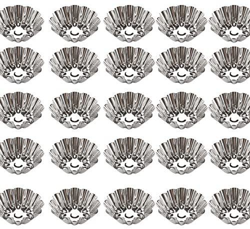25 stampi per torte, cupcake, in acciaio inox, per muffin, riutilizzabili, antiaderente, per budini, torte, biscotti, muffin