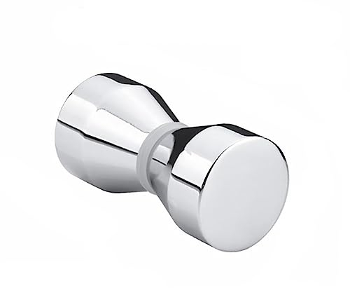 WUDQIJI Dusche Tür Doppel Knopf Duschtürknopf Türknauf Dusche Türknopf Türknauf Duschtürgriff Rund Türgriff Aluminiumlegierung Türklinken für Duschtür Glastüren Schiebetür 1 Stück(Silber)