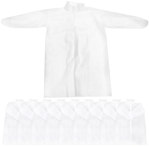 Baluue Blouse De Laboratoire Jetable À Manches Longues 10 Pièces Tissu Non Tissé Respirant Vêtements De Travail Protection Contre Salissures Laboratoire Peinture Nettoyage