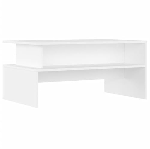 vidaXL Modern Coffee Table Rectangular White Engineered Wood for Living Room - Stylish Design & Ample Storage Space