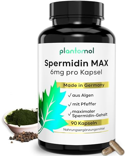 Spermidin Kapseln hochdosiert - Spermidin 6mg pro Kapsel - Spermidine Gehalt durch externes Labor bestätigt - Spermidin MAX - 3 Monatsvorrat
