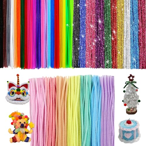 CHENGCKJ 300 Skt Pfeifenreiniger 37 Farben Pfeifenputzer Bunt zum Basteln 30 cm Pfeifenreiniger Chenilledraht Biegeplüsch Basteldraht Pfeiffendraht für Kreative DIY-Projekte und Basteldeko für Kinder