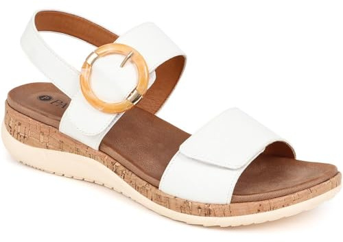Adjustable Buckle Slingback Comfort Sandals - White Size 6