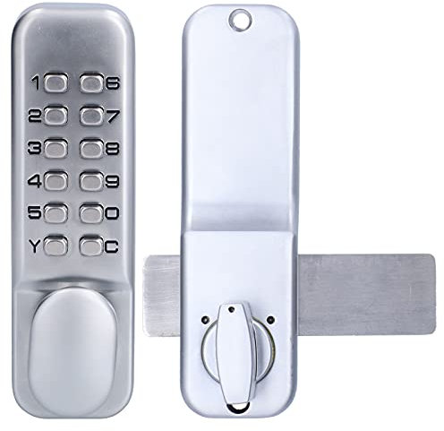 Digital Door Lock, Keyless Entry Door Lock,Keypad Combination Bolt Lock with Code for Access Restriction, Anti Theft Codes Lock for Bidirectional Gate Glass Door (Silver)