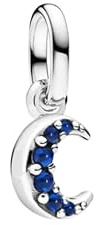 PANDORA Me 793452C01 Mini breloque en forme de lune en argent sterling avec cristal artificiel compatible avec les bracelets Moments et ME, 2,8x7x5,9 mm, Argent sterling, Cristal