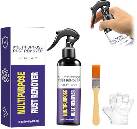 Neyeau Rust Remover for Metal Kit, Extra Strength Rust Remover Spray, Instant Action, Weather Resistant for Vehicles, Trailers, Fences and Tanks, with Brush and Gloves