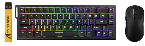 ATTACK SHARK X68 HE Tastiera Magnetica Cablata con X3 Mouse Gaming Wireless, Tastiera Rapid Trigger 8000Hz, Precisione RT di 0,01 mm, Mouse SUPERLIGHT da 49g, Sensore PAW3395, 26000 DPI –Nero