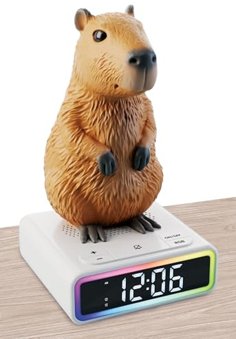 Lisciani - RAINY DAYS Capybara - RGB LED Digital Alarm Clock - Multicoloured Mood Light - Fun Ringtones - Screen-Free Activity for Teens from 12 Years - Promotes Autonomy and Rhythm