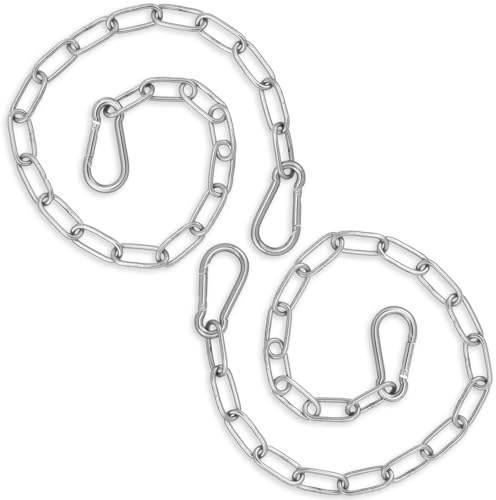 JJUNW 2 stycken rostfria kedjor med karbinhake, 0,5 m kedja rostfritt stål stålkedja, metallkedja länkkedja 3 mm kedjelänk för staketgrindar bur husdjur trädgårdsgrindar fågelbur