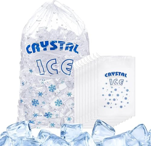Bolsas Para Hielo - 100 Unidades Bolsas de Hielo Resistentes | Almacenamiento Portátil con Cordón para Acampada Excursiones Viajes por Carretera Compras Reparto de Comida Deportes Playa Entrenamiento