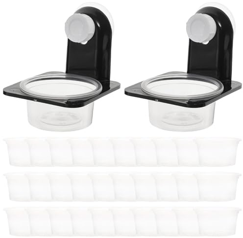 Sertay 2 Piezas Alimentador Lagartos Pequeños Reptiles, Ventosa Alimentador Reptile, con 32 Tazas Intercambiables, Adecuado para Mascotas Pequeñas como Lagarto, Gecko Crestado, Gecko Leopardo (A)