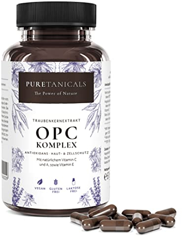 OPC Traubenkernextrakt Kapseln + natürlichem Vitamin C, A & E | Antioxidant Komplex hochdosiert laborgeprüft | 530mg reiner Extrakt | Weintraubenextrakt vegan ohne Magnesiumstearat