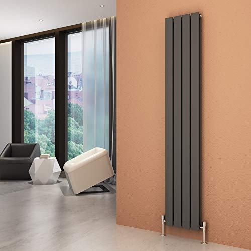 ELEGANT 1800 x 300mm Designer Vertical Radiator Anthracite Double Flat Panel Tall Upright Column Radiator