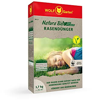 Wolf-Garten - Natura Bio Rasendünger NR 1,7 für 25m²; Verpackung aus Recycling Graspapier
