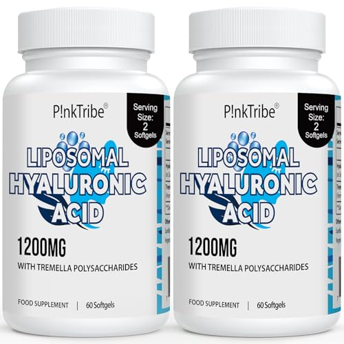 Liposomal Hyaluronic Acid Supplement - 1200mg Per Serving, High-Potency Hyaluronic Acid Capsules, Skin & Joints, 60 Softgels (Pack of 2)
