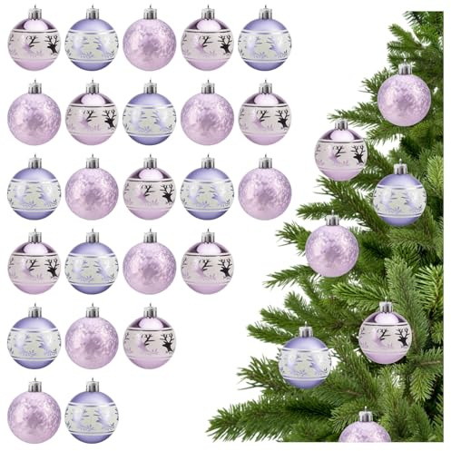 com-four® 24x Weihnachtskugeln, Christbaumkugeln 6 cm - bruchsicher aus Kunststoff für Weihnachten, Baumschmuck für den Christbaum mit Anhänger