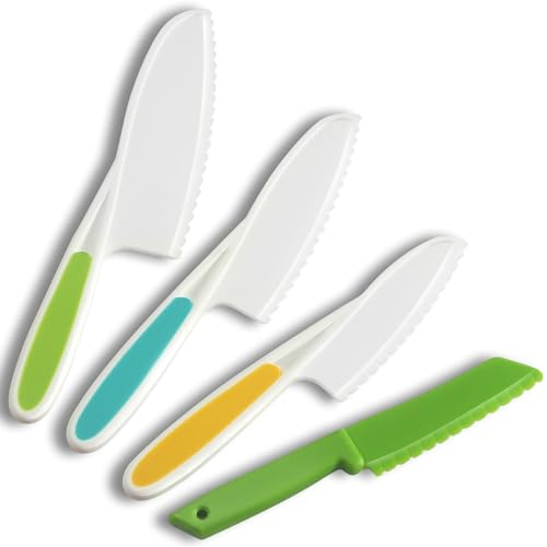 Goodchef Kindermesser 4-teiliges Kinder-Küchenmesser-Set zum Schneiden und Kochen von Obst oder Gemüse für Kleinkinder, Kochmesser Sicherheit Messer ab 2 jahre Geschenksets für Kinder