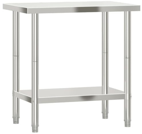 vidaXL Arbetsbord 82,5x55x85 cm rostfritt stål, arbetsbord, arbetsbänk i rostfritt stål, köksförberedelsebord, arbetsbänk, arbetsbänk