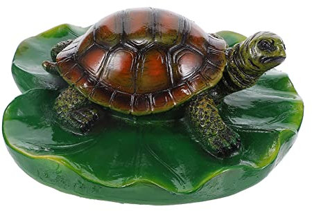 MERRYHAPY Schwimmende Schildkröte Deko Simulation Statue Für Teich Fischtank Gartenbrunnen Ornament Lotusblatt Figur