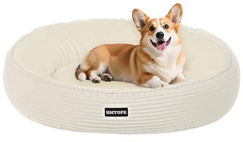HMTOPE Ortopdisk hundbädd för medelstora hundar, tvättbar och mjuk hundbädd, kudde för hundar, rund korkfransig korgflicka, donut, hundsoffa, uttagbar och antiskid, diameter 70 cm, färg