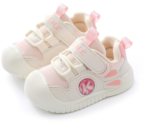 TootyTots Zapatos para aprender a andar para bebés - suela antideslizante y malla transpirable, suave y flexible para niños y niñas | Primeros pasos, ligeros y cómodos, K5052 Rosa, 20 EU