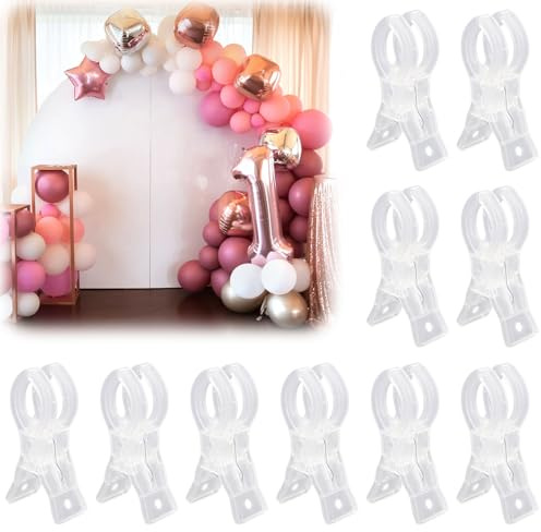 10pcs Pinces pour Arche de Ballons, Grandes Pinces à Ressort en ABS Transparentes et Robustes pour Arche de Ballons Photographie Fiançailles Décoration Fond Mariage
