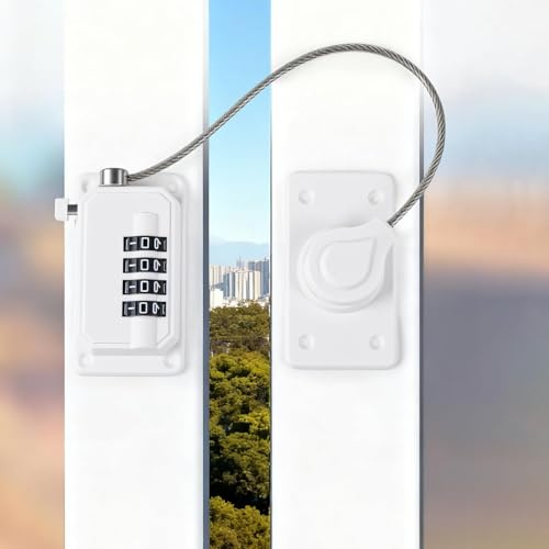 Gexuamz 2 Piezas Cerradura con Combinación para Nevera, Candado con Adhesivo y Tornillos - Bloqueo para Puertas, Armarios, Ventanas sin Llaves, Acero Inoxidable Blanco