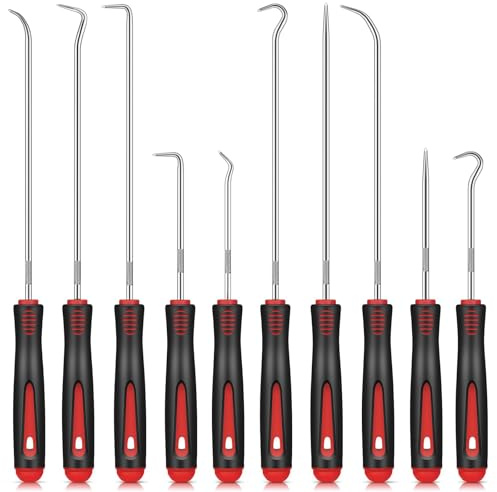 Hook and Pick Set,10 PCS Extra Long Hook and Pick Set for Mechanics Hose Oil Seal & O-Ring Removal Tools Ideal for Automotive Repair Drive Shaft Injector & DIY Hand Tool Kits