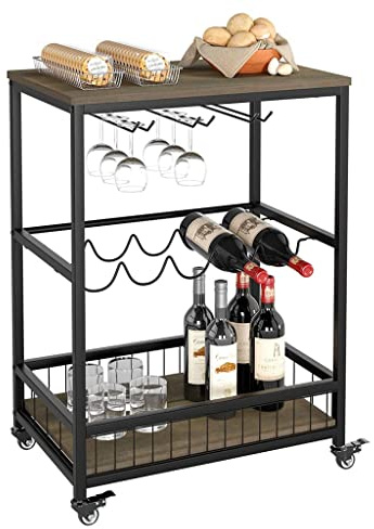 EHVYBDX Generic Movable Hand Trucks Serving Trolley Kitchen Trolley Cart, Wine Rack Storage Shelf, Lockable Wheels Wine Rack Cabinet for Home Barniture/a/60 X 40 X 82 cm