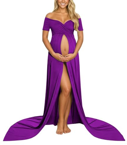 Vestido elegante de maternidad para sesión de fotos de embarazo, vestido de manga larga hasta el suelo para fotografía de embarazo y