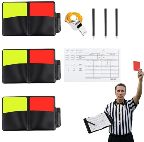 Flycen 5PCS Football Referee Kit,Red and Yellow Referee Cards for Match