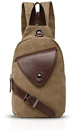 FANDARE Clásico Sling Bag Fiesta Jogging Excursión Portátil Bike Viaje Deporte Hombres/Mujeres Mochila Transpirable Lienzo Caqui