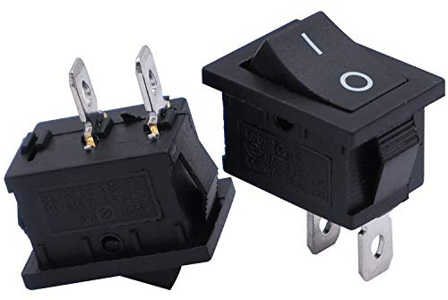 mxuteuk Mini-Kippschalter, Ein-Aus, 2-polig, rechteckig, SPST, Snap-In, Boot, Auto, Wippschalter, Wechselstrom, AC 250 V, 6 A, 125 V, 10 A, KCD1, MXU1-1-101, 8 Stück, Schwarz