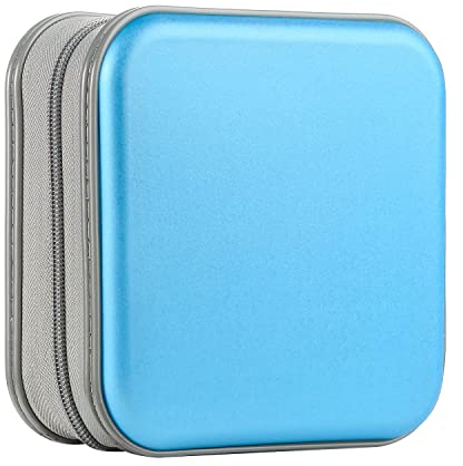 UENTIP CD-Hülle mit 48 Kapazitäten, tragbare DVD-Hülle aus Hartplastik, CD-Organizer, Brieftasche, schützende DVD-Aufbewahrung (Himmelblau, 48)