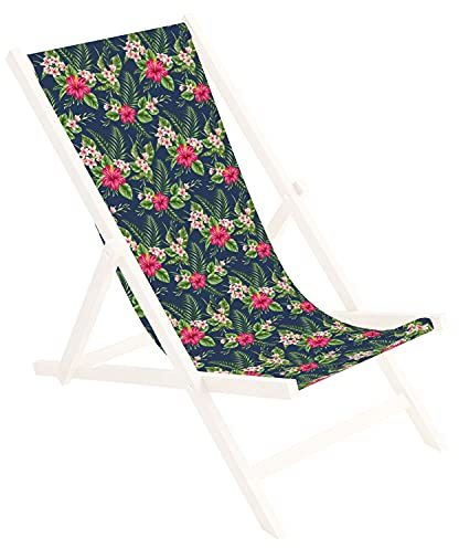 Ferocity Ersatz-Stoffbezug Wechselbarer Liegestuhl Stoffbezug 100% Polyester für Holz-Liegestuhl Klappliegestuhl Motiv Palm Dunkel [119]
