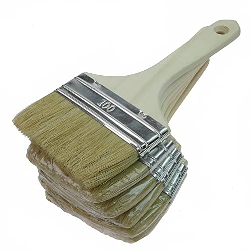 ROTIX Flachpinsel 10 cm für Lasur Holzschutz Grundierung Kleber Malerpinsel 100 mm (6)