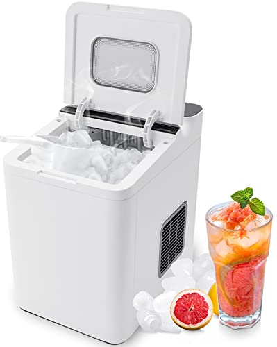RELAX4LIFE Machine à Glaçons 15kg en 24H Auto-Nettoyage, Machine à Glaçons de Comptoir 9 Glaçons en 6-8 Min ICE Maker pour Bar Bureau Maison, Panneau de contrôle LED, 32x23x32,5cm(Blanc)