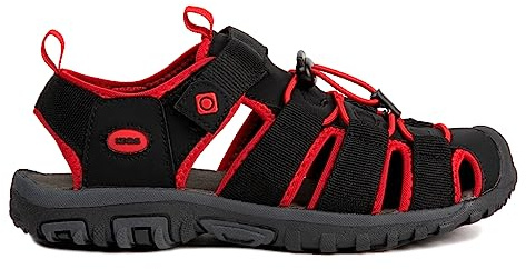 Izas - Sandalias de Senderismo con Punta Reforzada de Caucho - Sandalias de Trekking para Niños Unisex Impermeable, Transpirable y Resistentes al Agua - Ideal para Largas Caminatas - Negro Rojo - 33