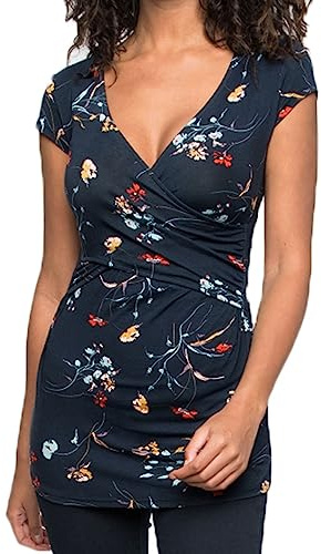 Buliezy Blusa de Maternidad, Camiseta de Lactancia Materna, Camiseta sin Mangas, Cuello en V, Rayas Blancas y Negras, Ropa de