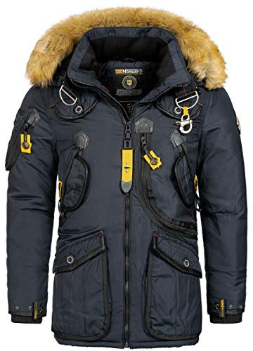 Geographical Norway Herren Winter Jacke Parka Outdoor Mantel Anorak Winter Parka warme Jacke Steppjacke AGAR FvS Production H-H, Farbe:Navy, Größe:L