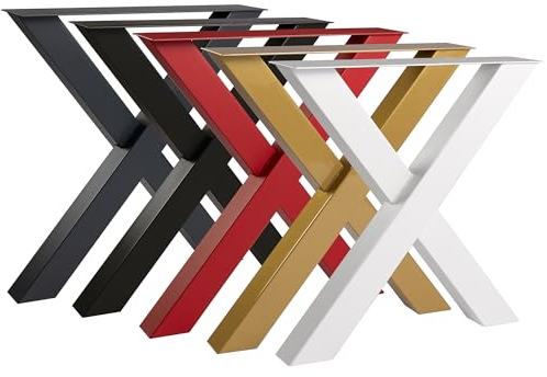 Strong&Style Tischbeine Tischkufen Tischgestell Möbelfüße 1 Stück X Form Metall Pulverbeschichtet Esstisch Schreibtisch Couchtisch Innen Außen Höhe 72 cm Breite 60 cm Profil 60 x 60 mm Schwarz