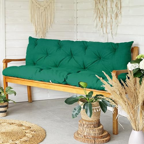 4L Textil bänkdyna trädgårdsbänkdyna bänkdyna hollywood swing dyna för trädgårdsbänk sittdyna och ryggdyna väderbeständig stoldyna(Grön Uv-beständig,100x60x50 cm)