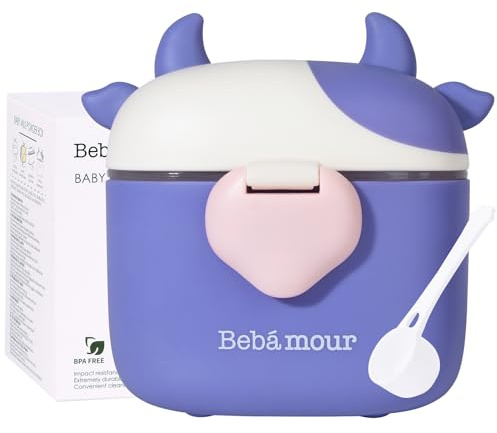 Bebamour Dispensador de fórmulas Dispensador portátil de leche en polvo para bebés Ollas Lindo Almacenamiento de alimentos Contenedor de refrigerios Contenedor,460ML,Purple