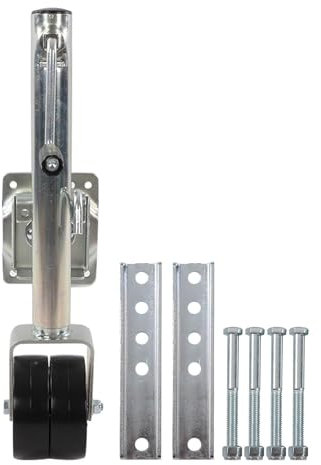 QICBYING Ruota D'appoggio per Rimorchio Carichi Pesanti - Ruote per Rimorchio Girevole, Ruota Tastatrice per Rimorchio, Ruota Tastatrice Doppia, Supporto Ruota D'appoggio Pieghevole