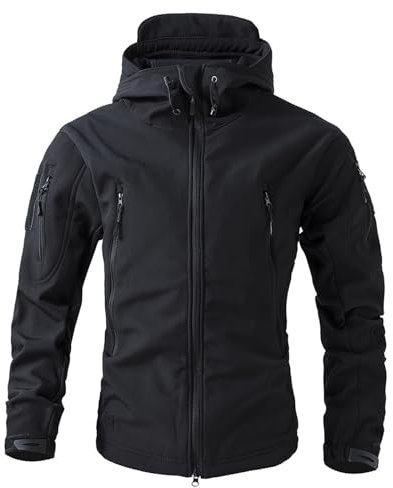 Generisch Winterjacke Herren Anorak Schwarz M Größe Militär Camouflage Jagdbekleidung Outdoor Tactical Leichte Jacke Feldjacke Us Army Jacket XL