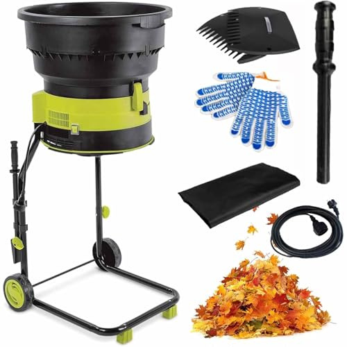 XYEJL 2500w Broyeur à Feuilles électrique Broyeur De Compost Broyeur De Branches Hachoir à Feuilles Broyeur De Feuilles De Jardin,Diamètre De L'entonnoir 54 Cm pour Nettoyage Cour,Powercord×60m